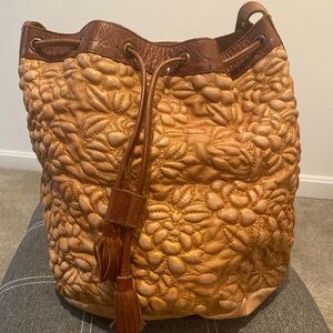 Mo & Co Brown Embossed Leather Bucket Bag from Sundance